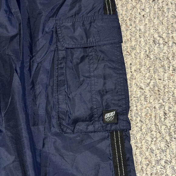 Vintage USA Olympics Navy Blue Lined Track Pants Cargo Pockets Men's XL (40-42) - Picture 5 of 9